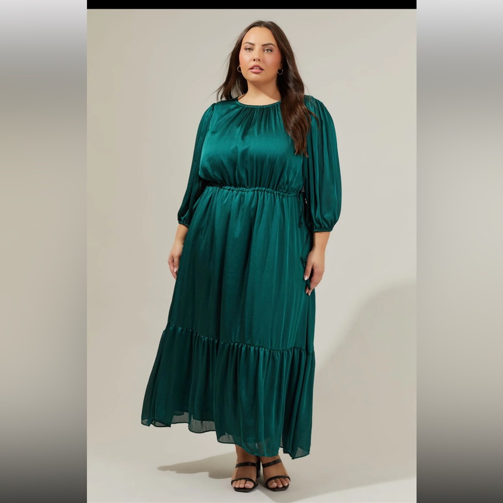 Sugarlips Carmine solid maxi Dress ballon Sleeves curve Size 2X 🌹🌺🌸